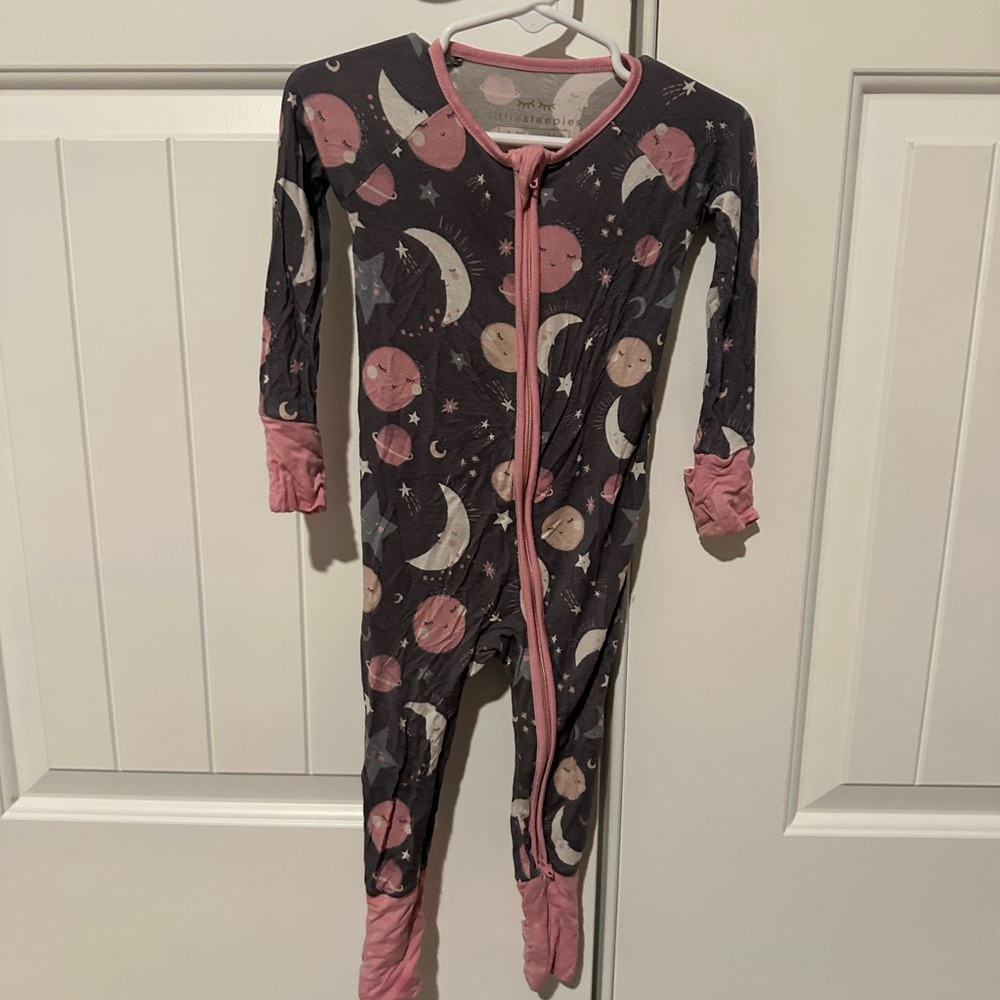 Little Sleepies Pink and Gray Footie Pajamas